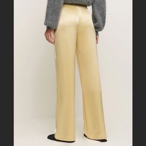 Reformation Pale Yellow Satin Pants